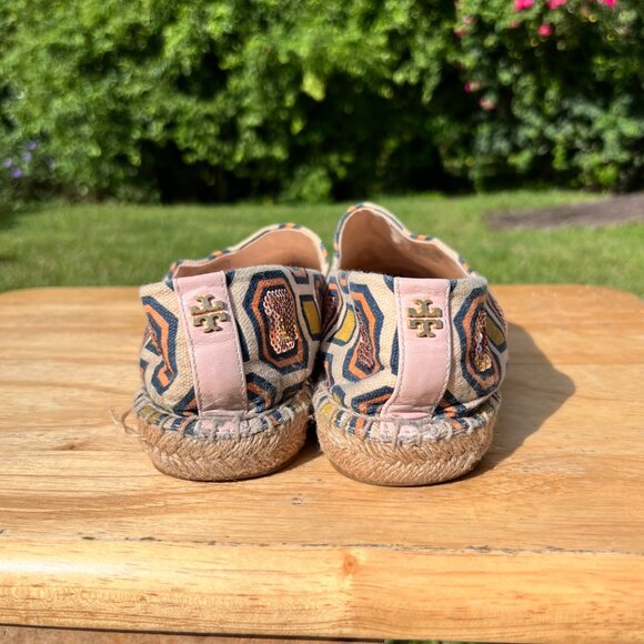 *FLAWS* Tory Burch Cecily Sequin Embellished Espadrilles Flats Size 7.5 - Picture 5 of 9